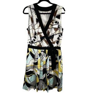 Y2K Retro Colorful Tank Mini Dress Yellow 8 Funky Disco Geometric Preppy Chic 90